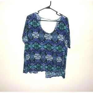 Rue+ Rue 21 Blue Purple White Geometric Crop Top Plus Size 2X
